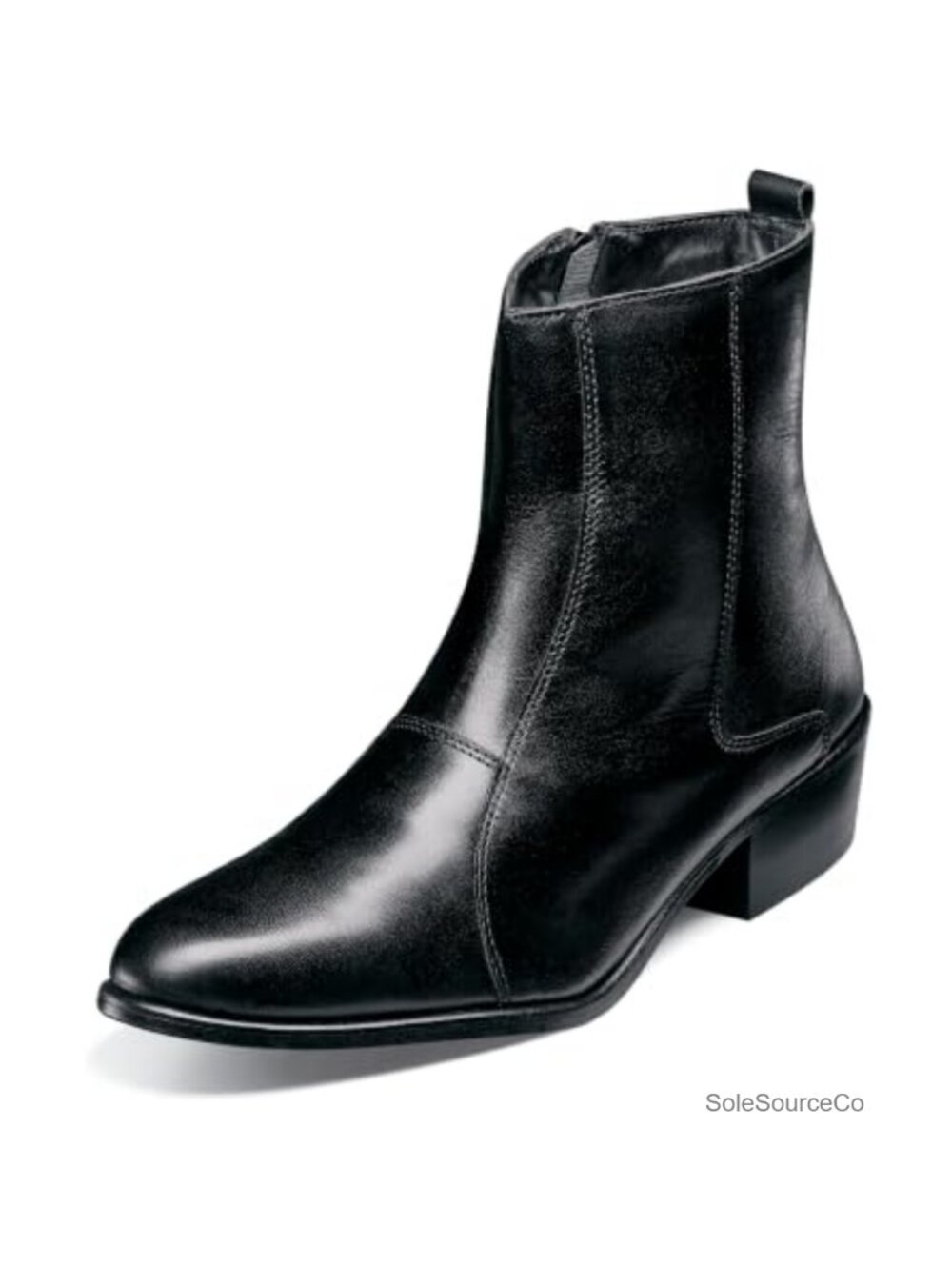 Stacy Adams Santos Plain Toe Side Zip Leather Ankle Boots Men's Dress